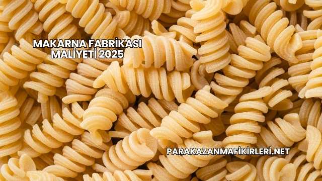 Makarna Fabrikası Maliyeti 2025